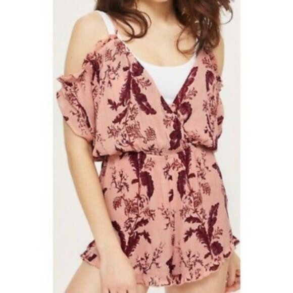 Bundle 2 TOPSHOP Boho Rompers Floral Print Ruffle Off Shoulder size S - Picture 16 of 16